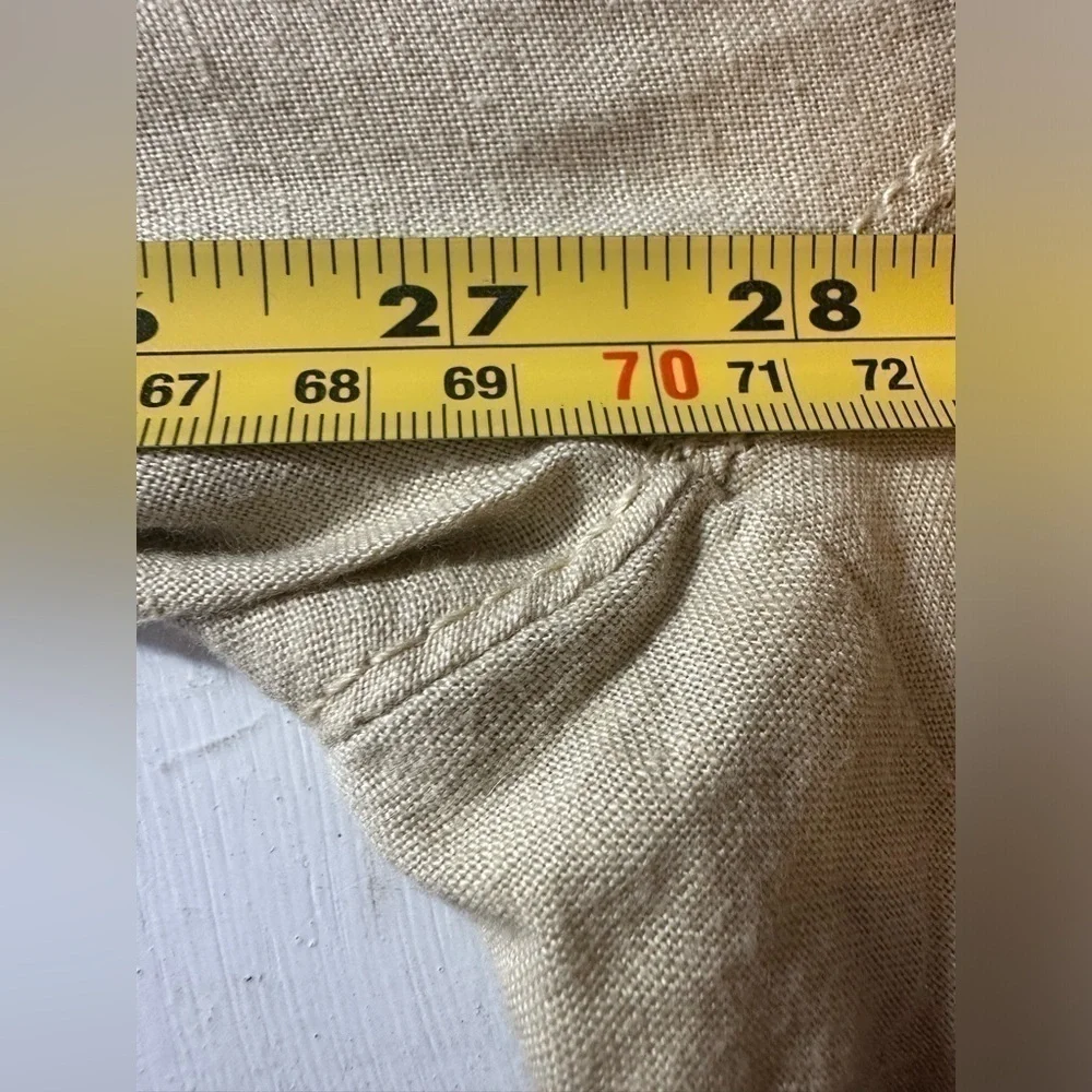 H&M Linen Blend Pants Size 2 Beige Tapered Lightweight Minimalist